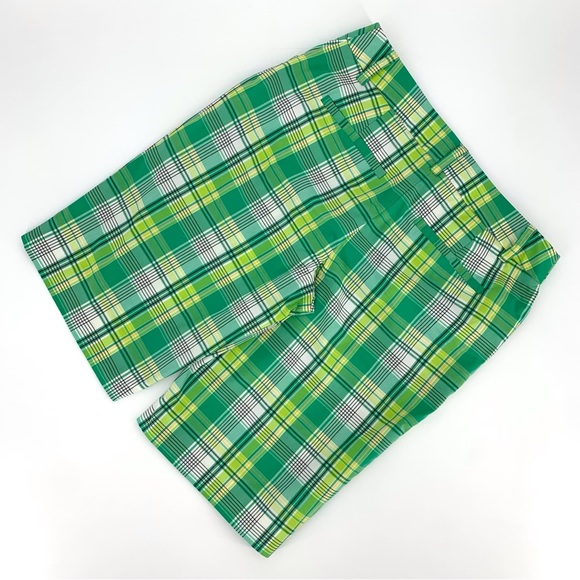 Jones New York Sport Green Plaid Stretch Cotton Blend 11” Shorts, 6 - Picture 2 of 14